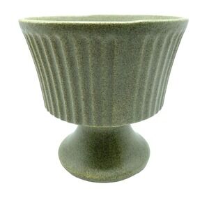 Vintage Green Floraline USA 77 Pedestal Decorative Pottery Planter Pot Vase 6"